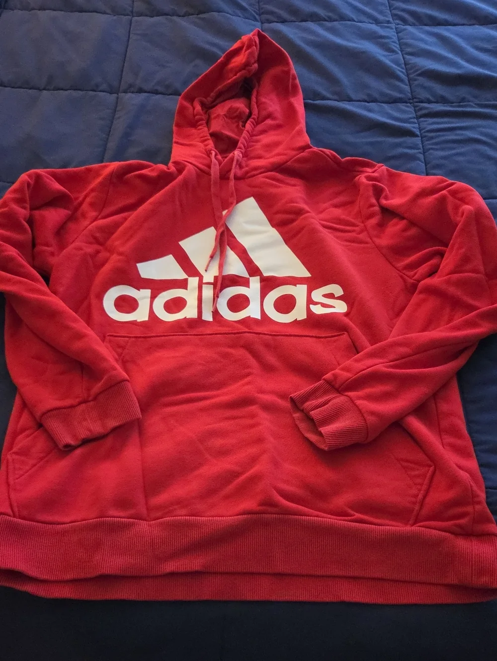 adidas Men’s Red Crewneck Hoodie with White Logo
